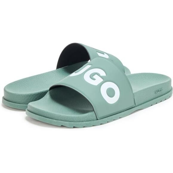 Men's Black Slide Sandals Slip On Contoured Footbed Lightweight Pool Shoes - Picture 3 of 5